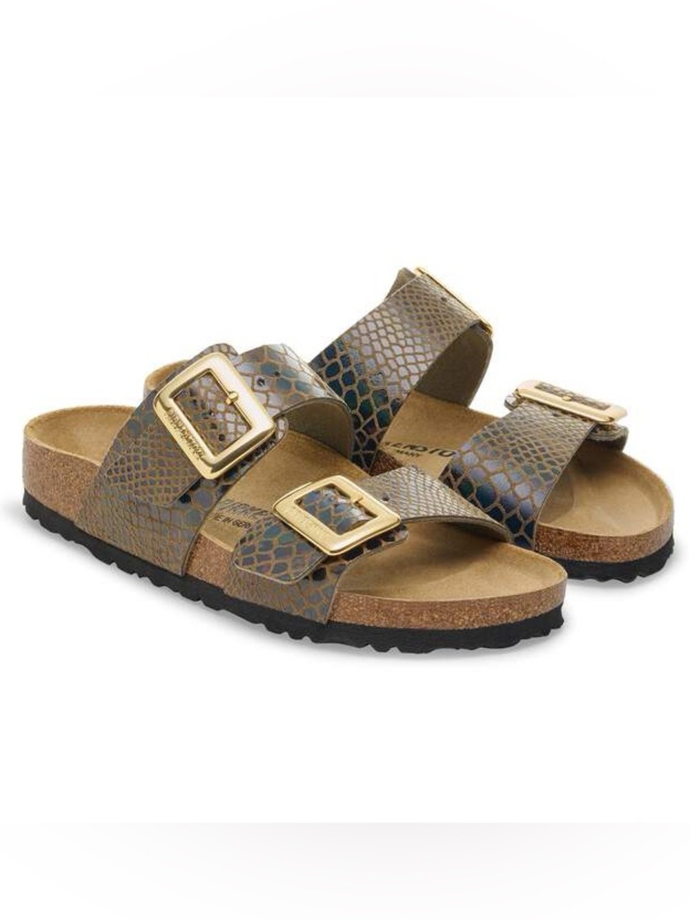 BIRKENSTOCK Sydney Cushion Buckle Sandal ‘Shiny Snake Sage’-W size 36 (5-5.5 US)